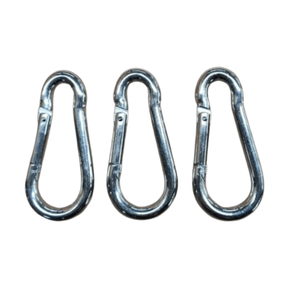 A set of 3 carabiners for use with attaching accessories to the SledMill.