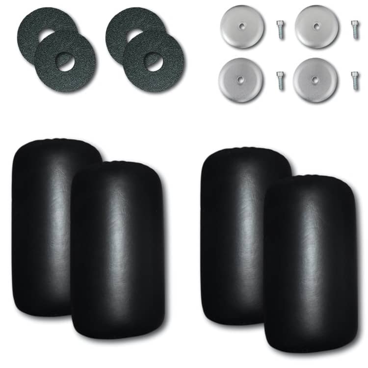 Kit includes 2 Sets of Aluminum End Caps, 2 Sets of Inner Spacers, 2 Sets of Foot Foam Pads