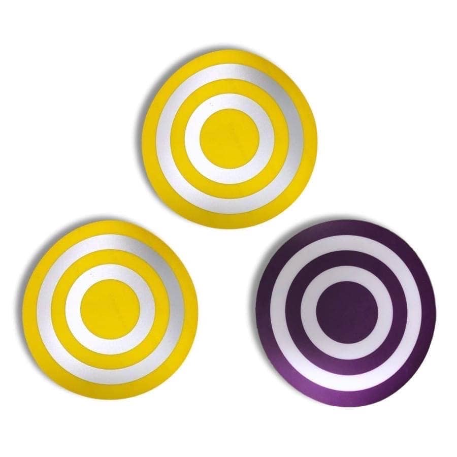 TargetAbs™ Target Stickers for Planet (2 Yellow, 1 Purple).