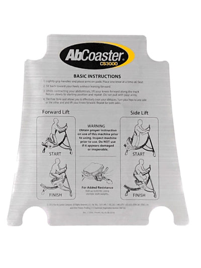 Instruction Decal for AbCoaster CS3000 ABS9101015